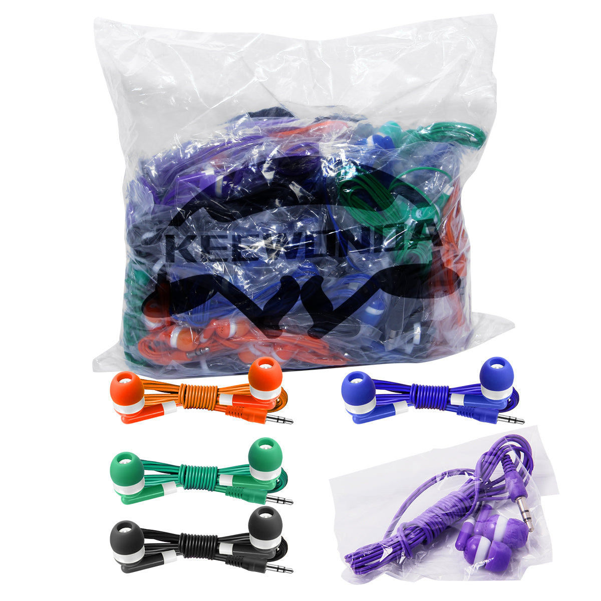 Bulk Earbuds 100 Pack Headphones Mixed 5 Colors for Classroom Kids - KEEWONDA