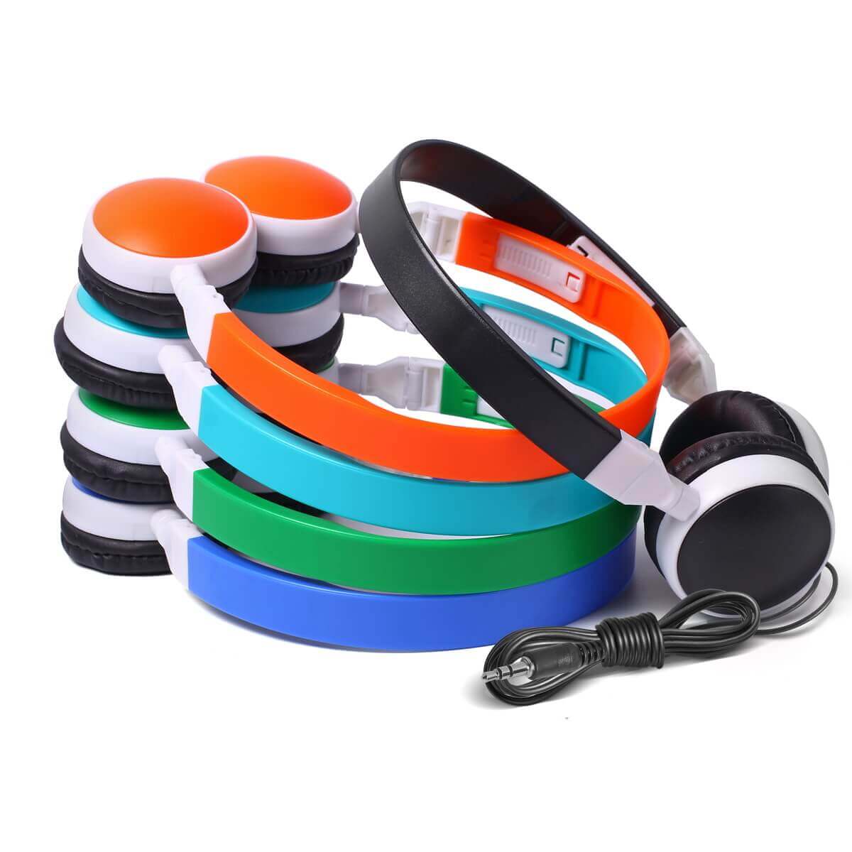 Bulk Headphones Muti Color for Kids' School Classroom 10 Pack