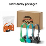 Keewonda Bulk Classroom Headphones 12-Pack , 85dB Volume Safe, No Mic, Wired Kids Headsets for Computer Lab, Library, After-School Program - Black, Orange, Green, Cyan