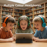 Keewonda Bulk Classroom Headphones 12-Pack , 85dB Volume Safe, No Mic, Wired Kids Headsets for Computer Lab, Library, After-School Program - Black, Orange, Green, Cyan