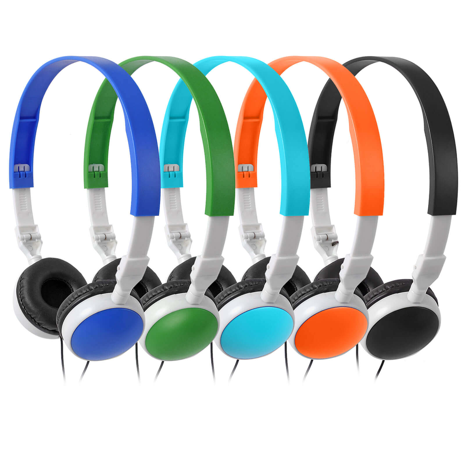 Bulk Headphones Muti Color for Kids' School Classroom 10 Pack